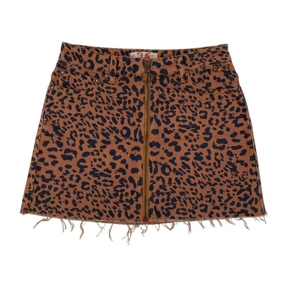 Free People Dresses & Skirts - Free People We the Free Animal Print Full Zip Mini Skirt Womens Size 26 Casual